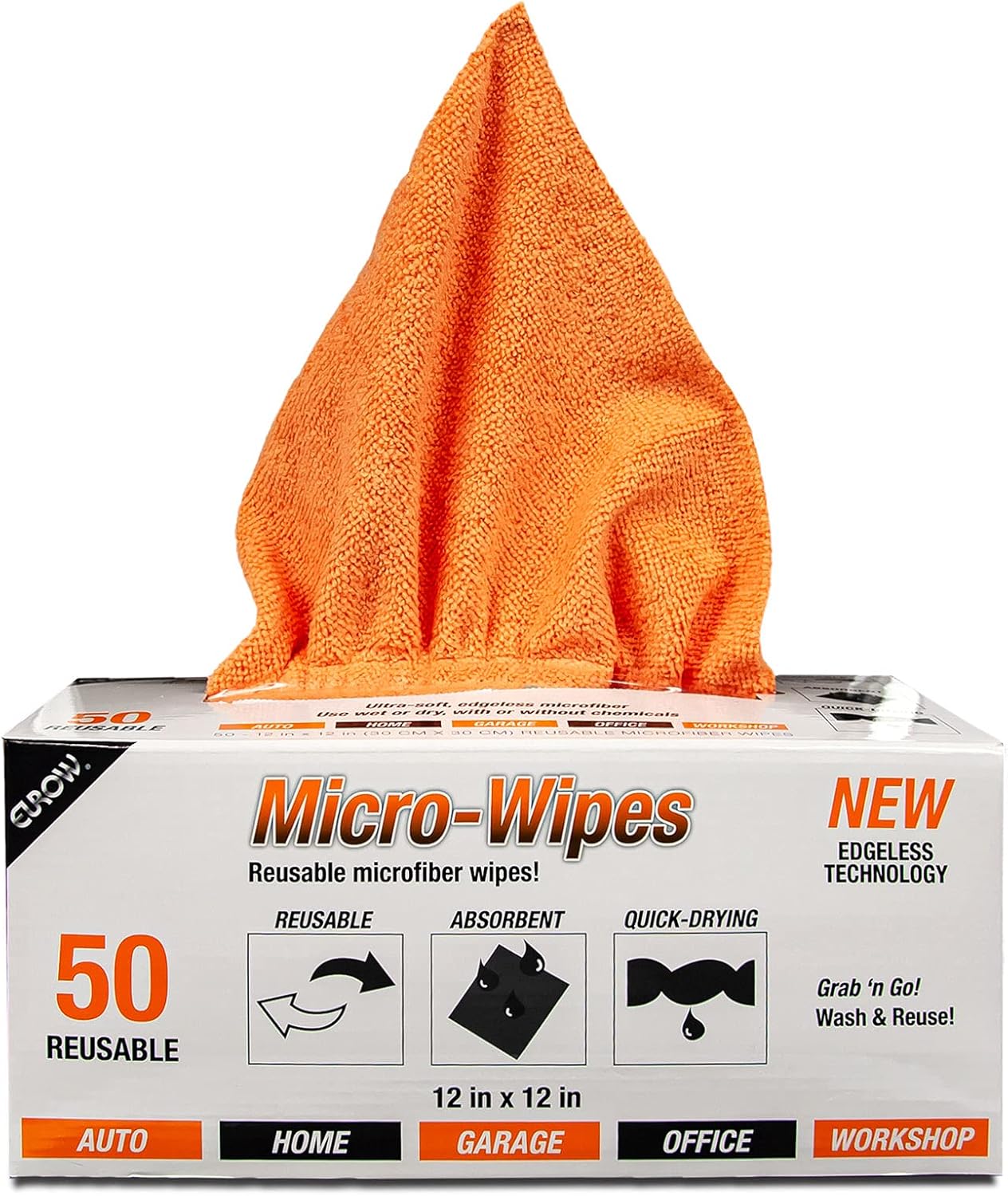Eurow 200GSM Microfiber Cleaning and Drying Cloths with Dispenser Box, Reusable, Streak-Free