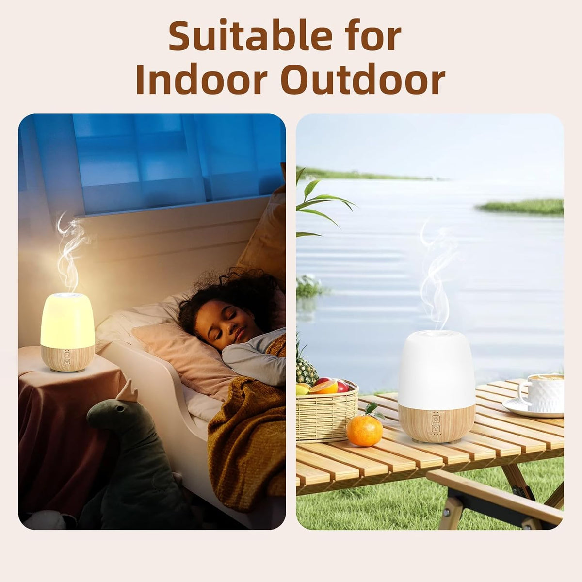 150ML Cordless Essential Oil Diffuser, Built-in 6000mAH Rechargeable Battery, 7-Hour Runtime, 7 LED