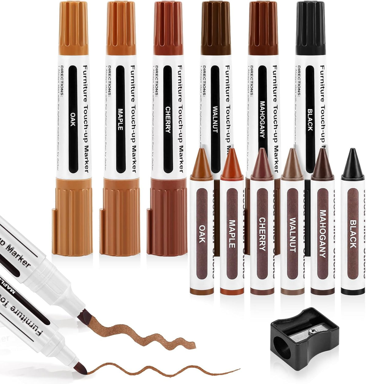 Dual Tip Furniture Markers Touch Up,Upgrade 13 Pcs Wood Markers Furniture Repair Kit,Touch Up Paint