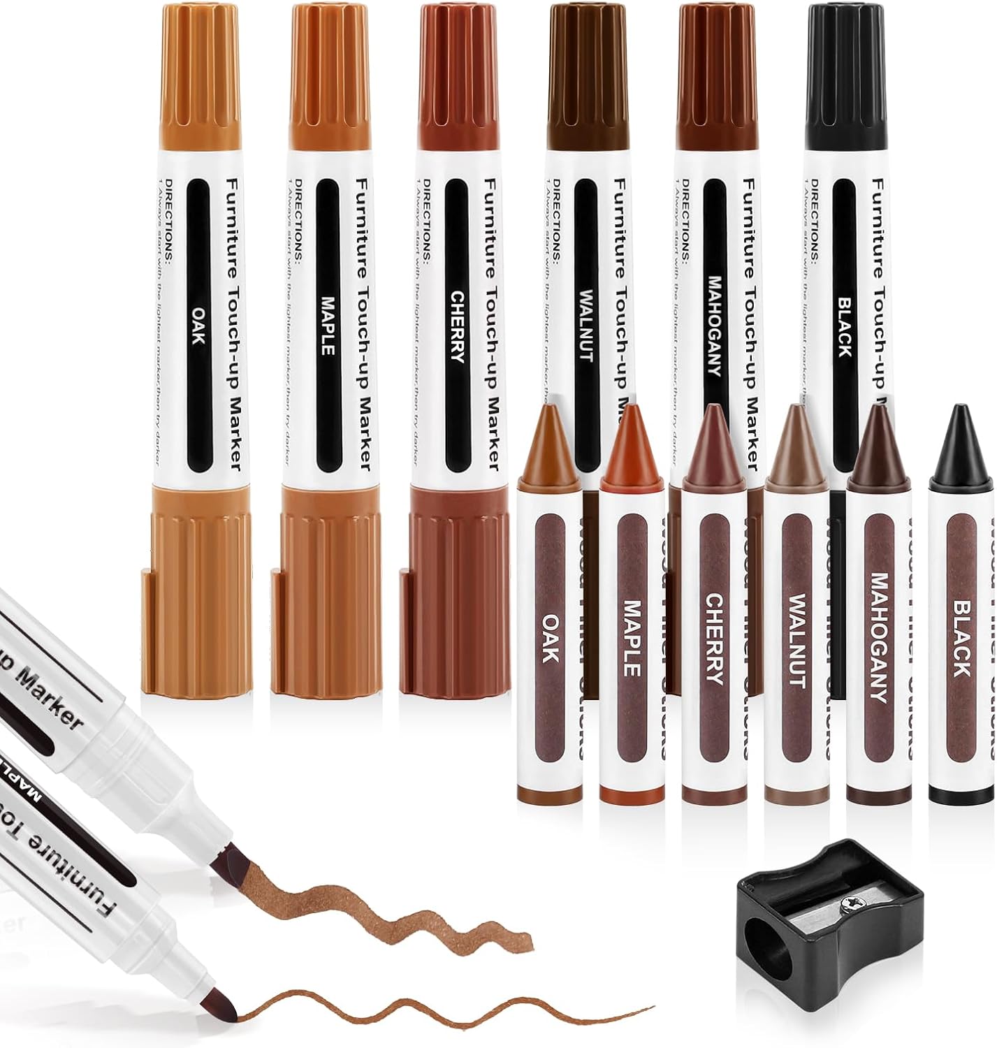 Dual Tip Furniture Markers Touch Up,Upgrade 13 Pcs Wood Markers Furniture Repair Kit,Touch Up Paint
