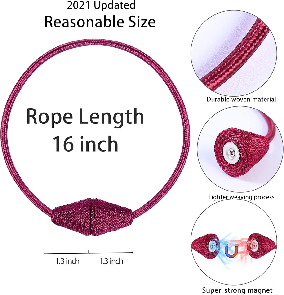 2 PCS Magnetic Curtain Tiebacks, European Style Convenient Drape Tie Backs Holdbacks for Thin or