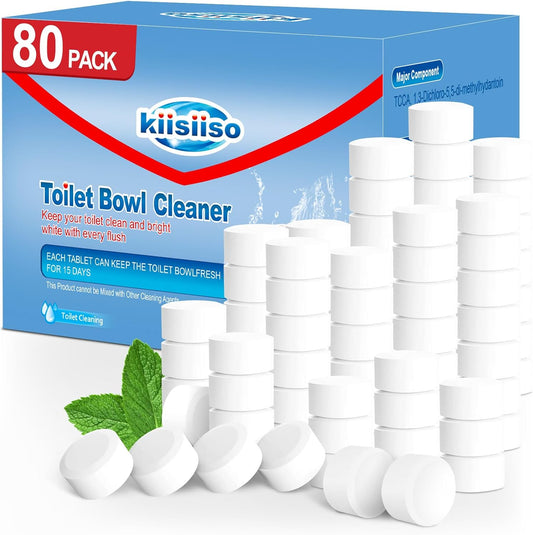 KIISIISO Toilet Bowl Cleaner Tablets 80 PACK, Automatic Bleach Toilet Tank Cleaners, Bathroom
