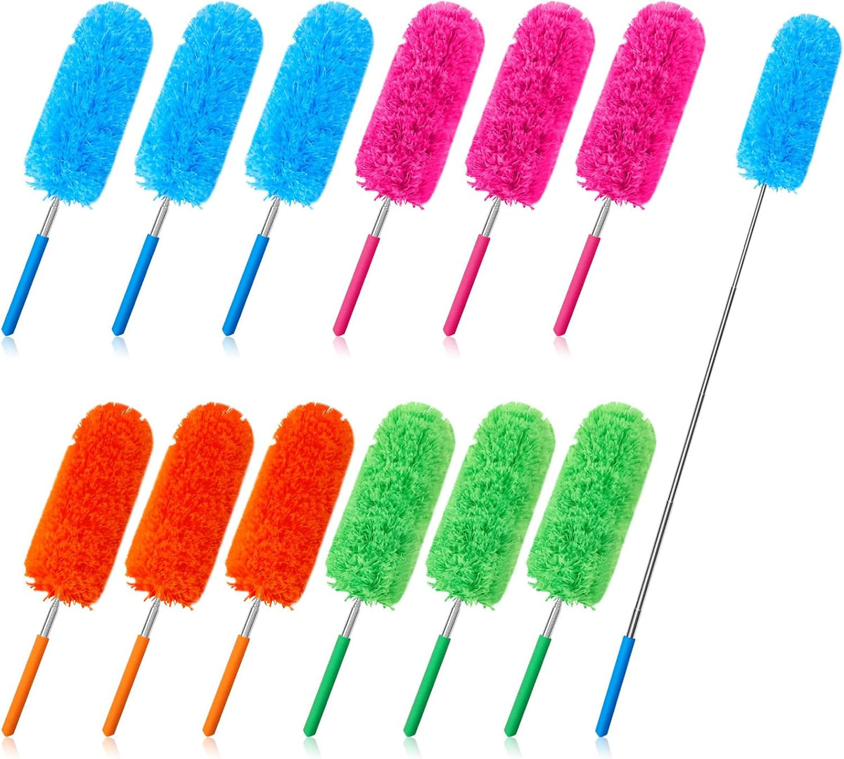 Tanlade 12 Pcs Microfiber Feather Duster for Cleaning 13-31 Inch Extendable Cobweb Dusters Ceiling