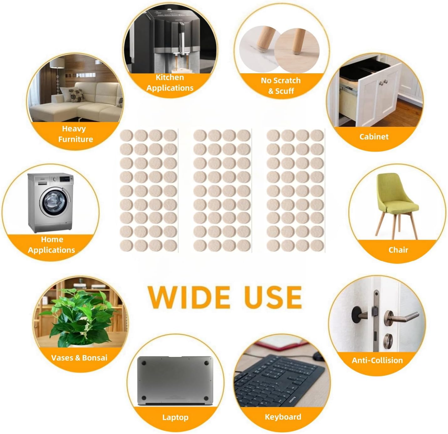 Furnigear Felt Furniture Pads for Hardwood Floors - Self Adhesive Chair Felt Pad, Floor Protector