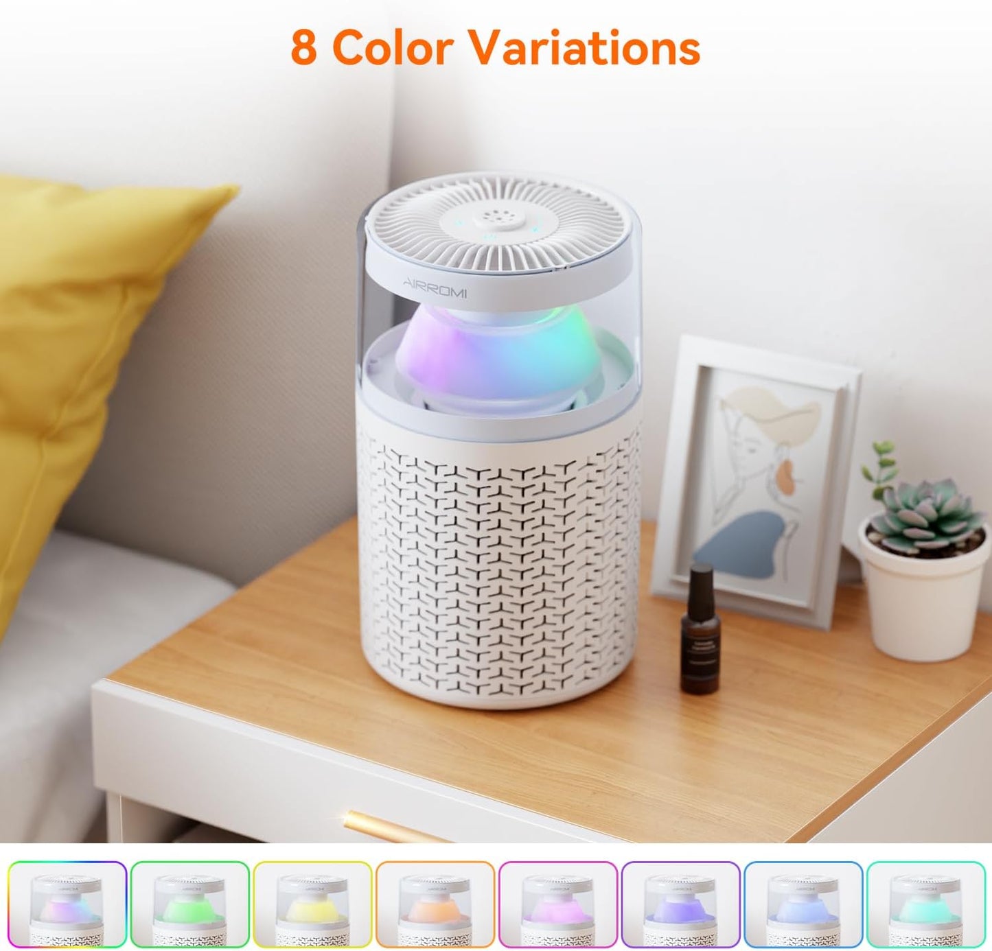 AIRROMI Air Purifiers for Bedroom Home,Up to 658 Ft²,Activated Carbon Filter Cleaner,With Fragrance