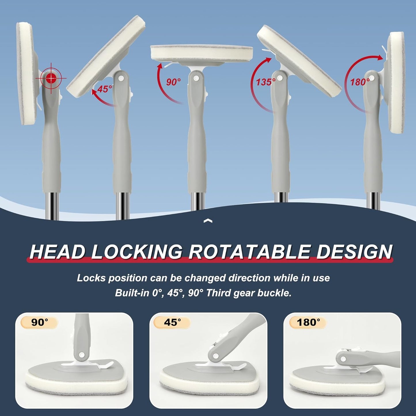 Tile Tub Floor Cleaner Scrubber With Long Handle - 5-in-1 Shower Brush Set for Bathroom, Kitchen