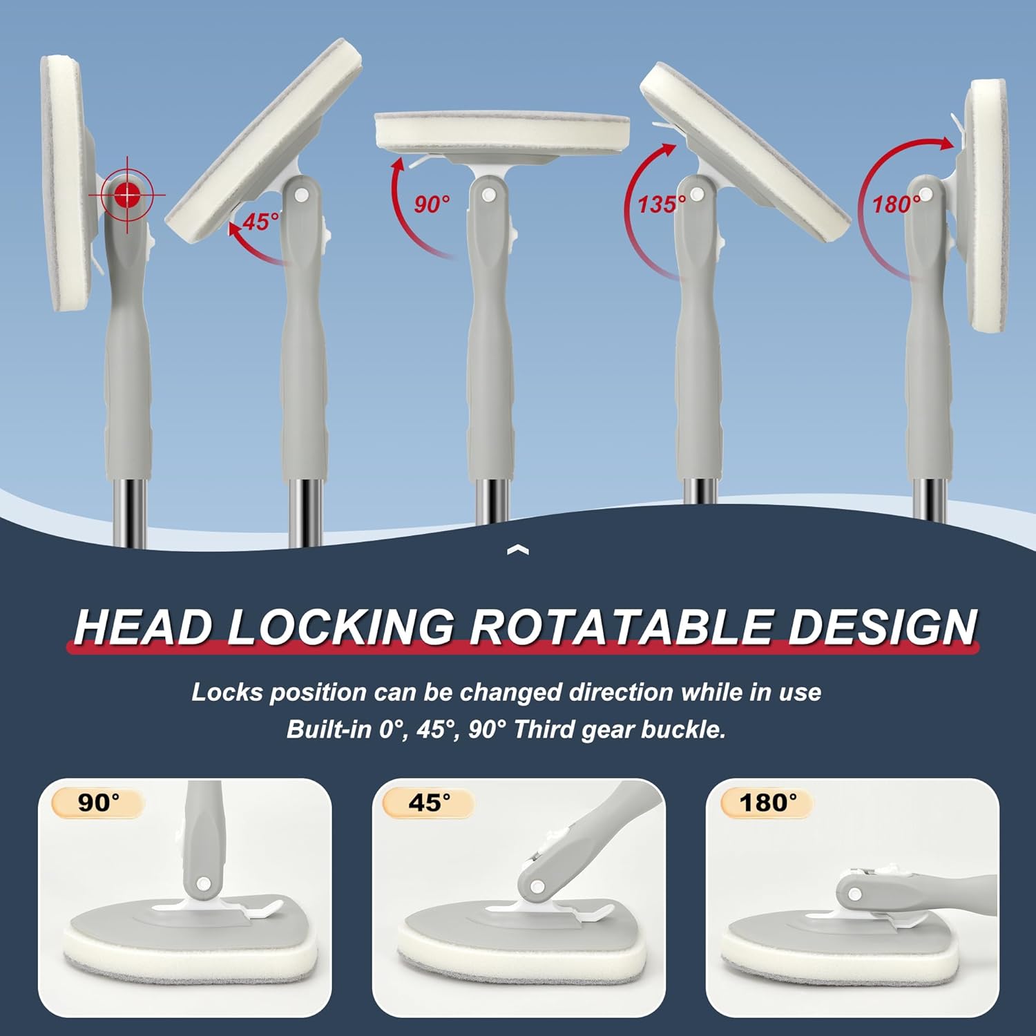 Tile Tub Floor Cleaner Scrubber With Long Handle - 5-in-1 Shower Brush Set for Bathroom, Kitchen
