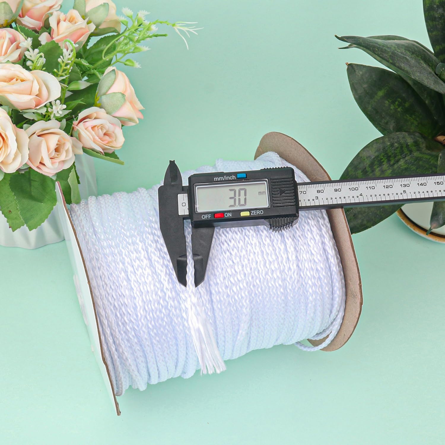 1/8 Inch White Polyester Rope - 500 Foot White Low Stretch Polyester Rope for Hiking, Kayaking