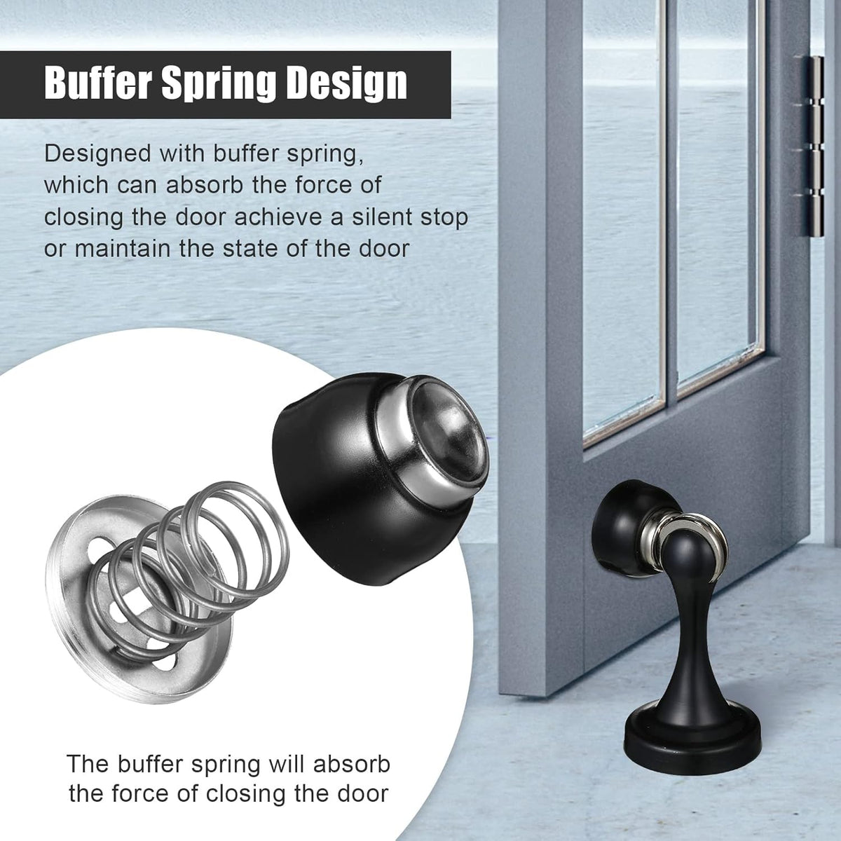 16 Pcs Magnetic Door Stoppers Stainless Steel Door Stops Magnetic Catch Holder with Screws for Wall