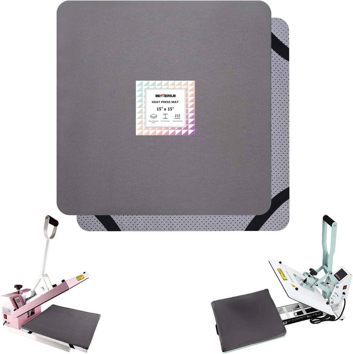 BetterSub Heat Press Mat, 15'' x 15'' Thick Heat-Resistant Foam for Protective Heat Transfer