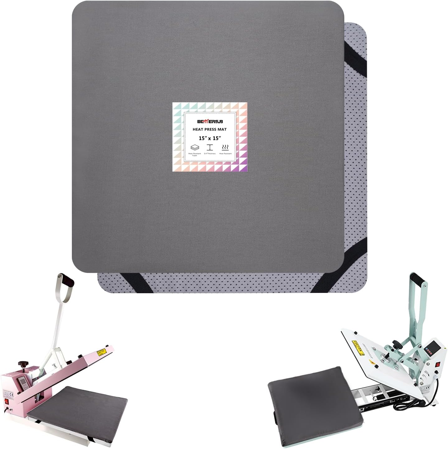 BetterSub Heat Press Mat, 15'' x 15'' Thick Heat-Resistant Foam for Protective Heat Transfer