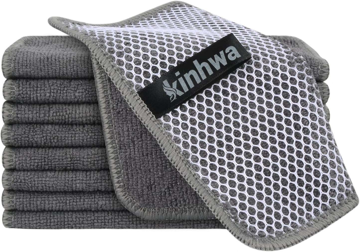 KinHwa Kitchen Washcloths for Dishes Absorbent Microfiber Dish Cloths Quick Dry Dish Rags with Poly
