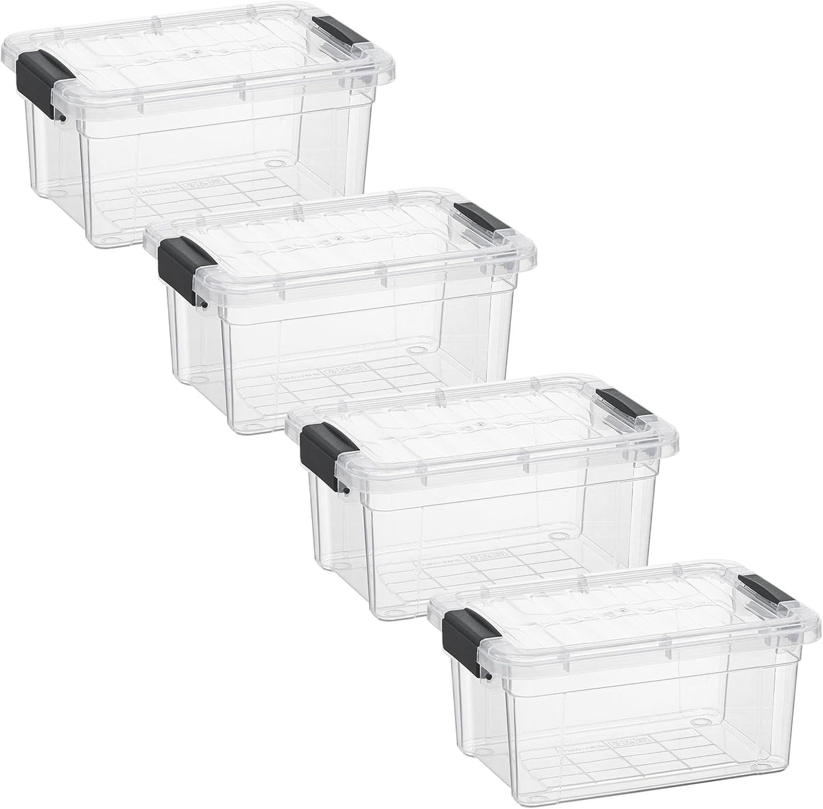 Superio Clear Storage Bins with Lids, Stackable Storage Box with Latches and Handles, Extra Small
