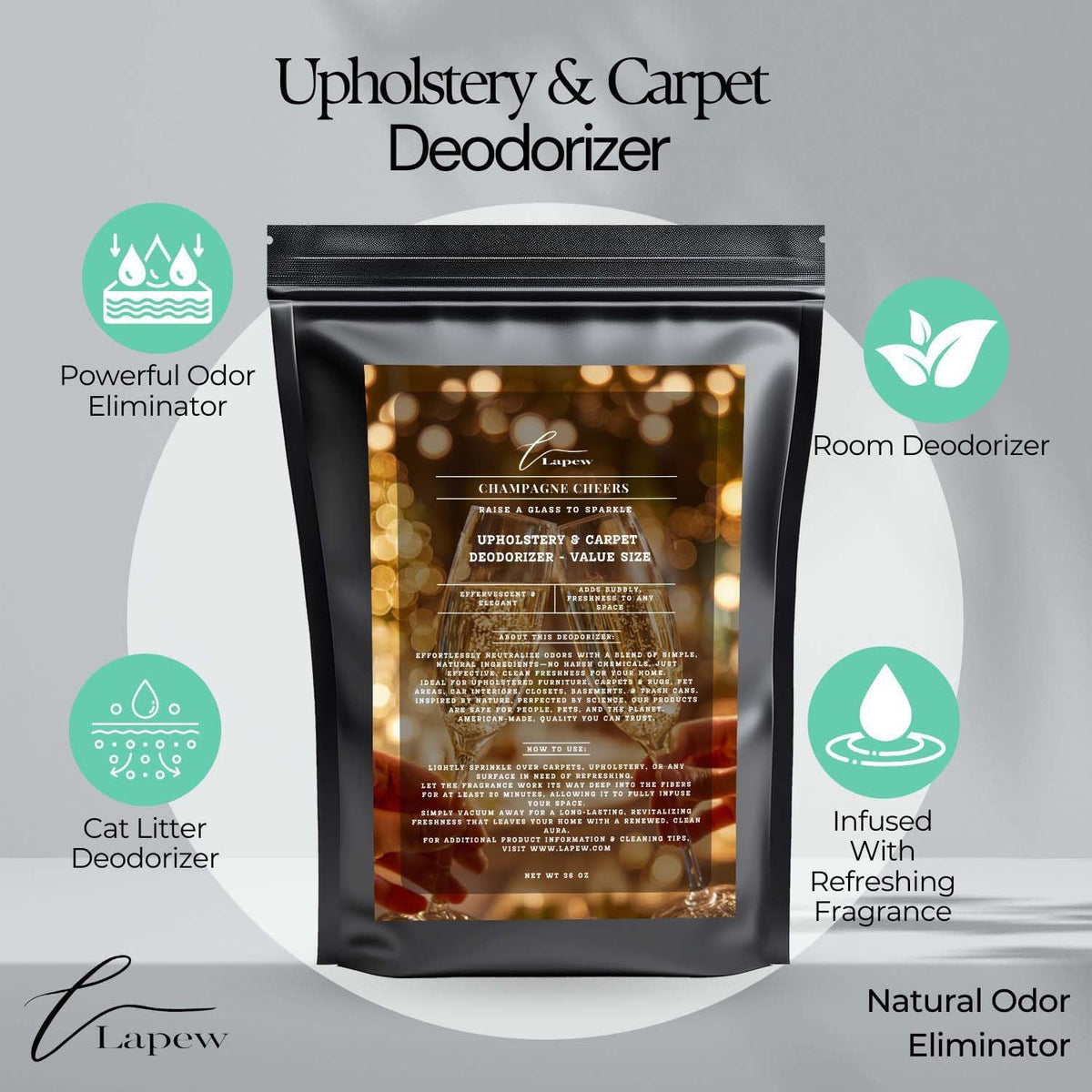 Champagne Cheers Carpet Freshener Powder Refill 36 oz | Powerful Odor Eliminator for Home |