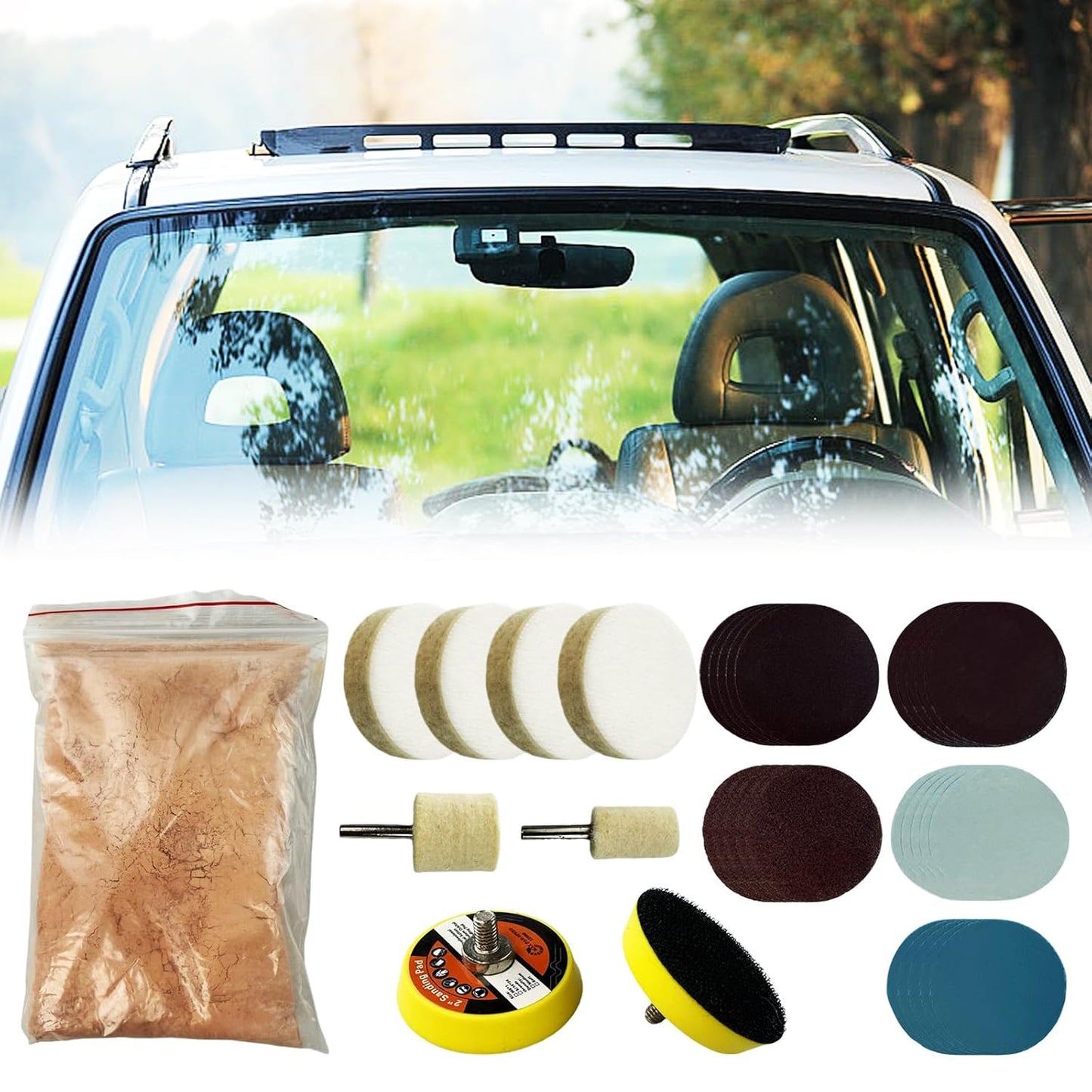 34Pcs Glass Polishing Kit, Multifunctional Scratch Remover Window Repair Tool for Window Repair
