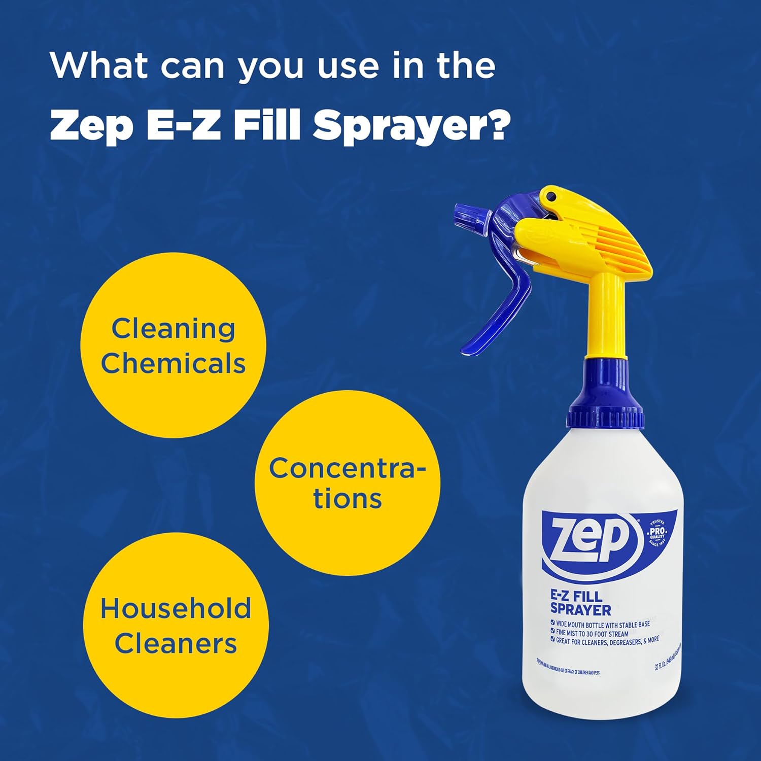 Zep E-Z Fill Professional Sprayer - 32 Ounce (Case of 8) - U43008 - Wide Mouth Spray Bottle for