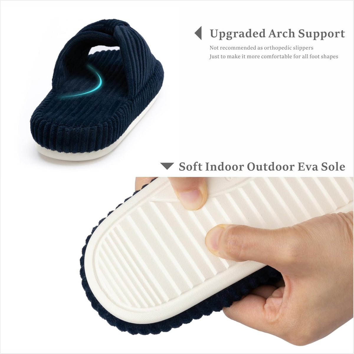 Chantomoo Slippers for Women Memory Foam House Bedroom Corduroy Bow Crossbands Slide Slipper Shoes