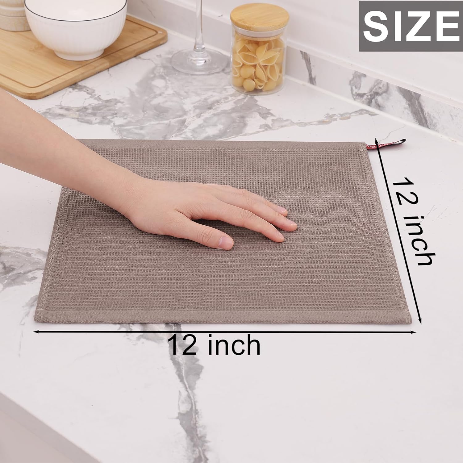 Homaxy 100% Cotton Waffle Weave Dish Cloths - 12 Pack Soft and Absorbent Dish Towels - 12 x 12