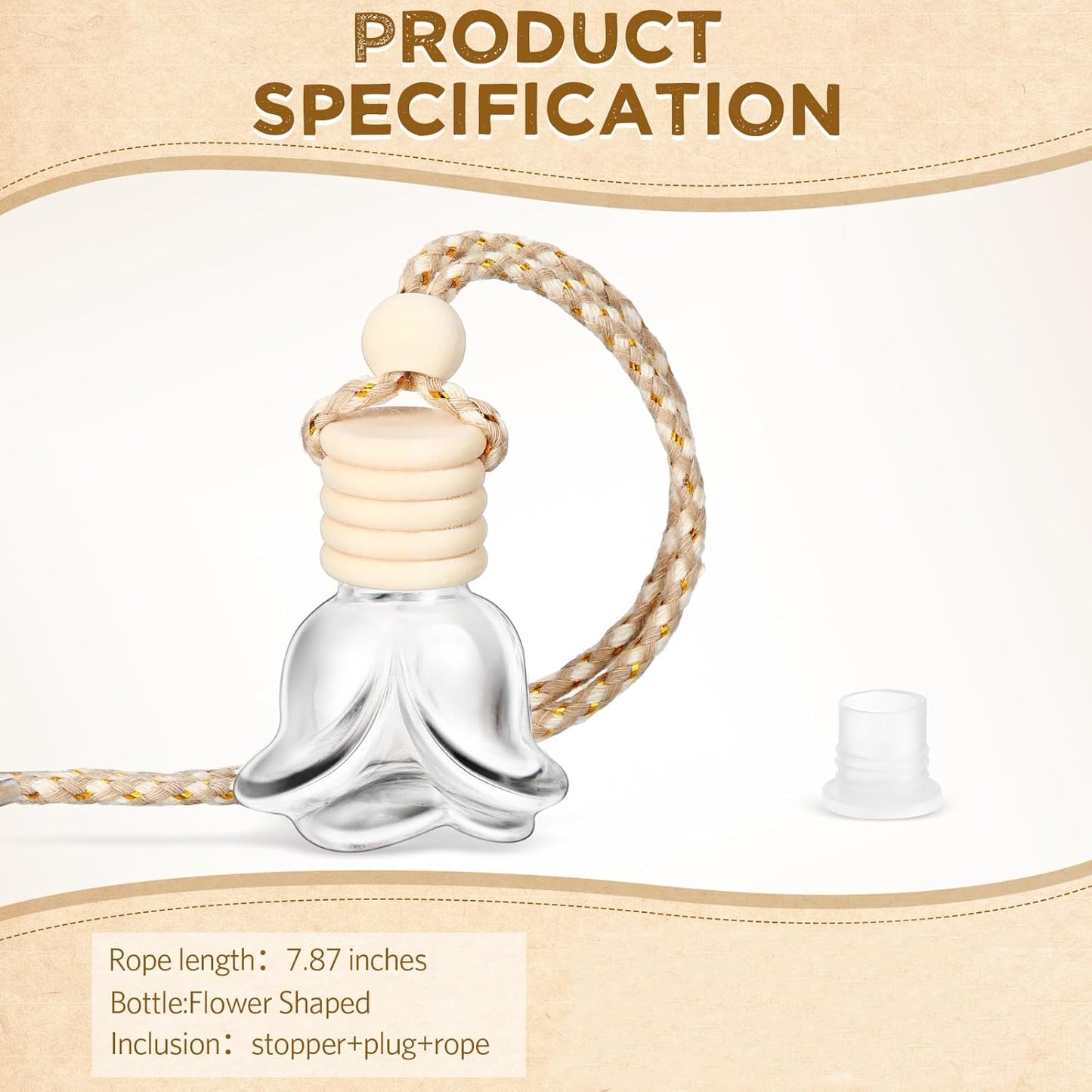 BBTO 50 Pcs Hanging Car Air Freshener Car Diffuser Bottles Empty Glass Perfume Bottle Freshener