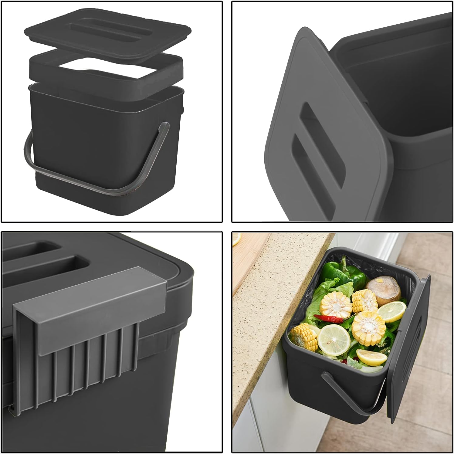 Kitchen Trash Can with Lid, LALASTAR Wall-Mounted Under Sink Small Garbage Can for Kitchen