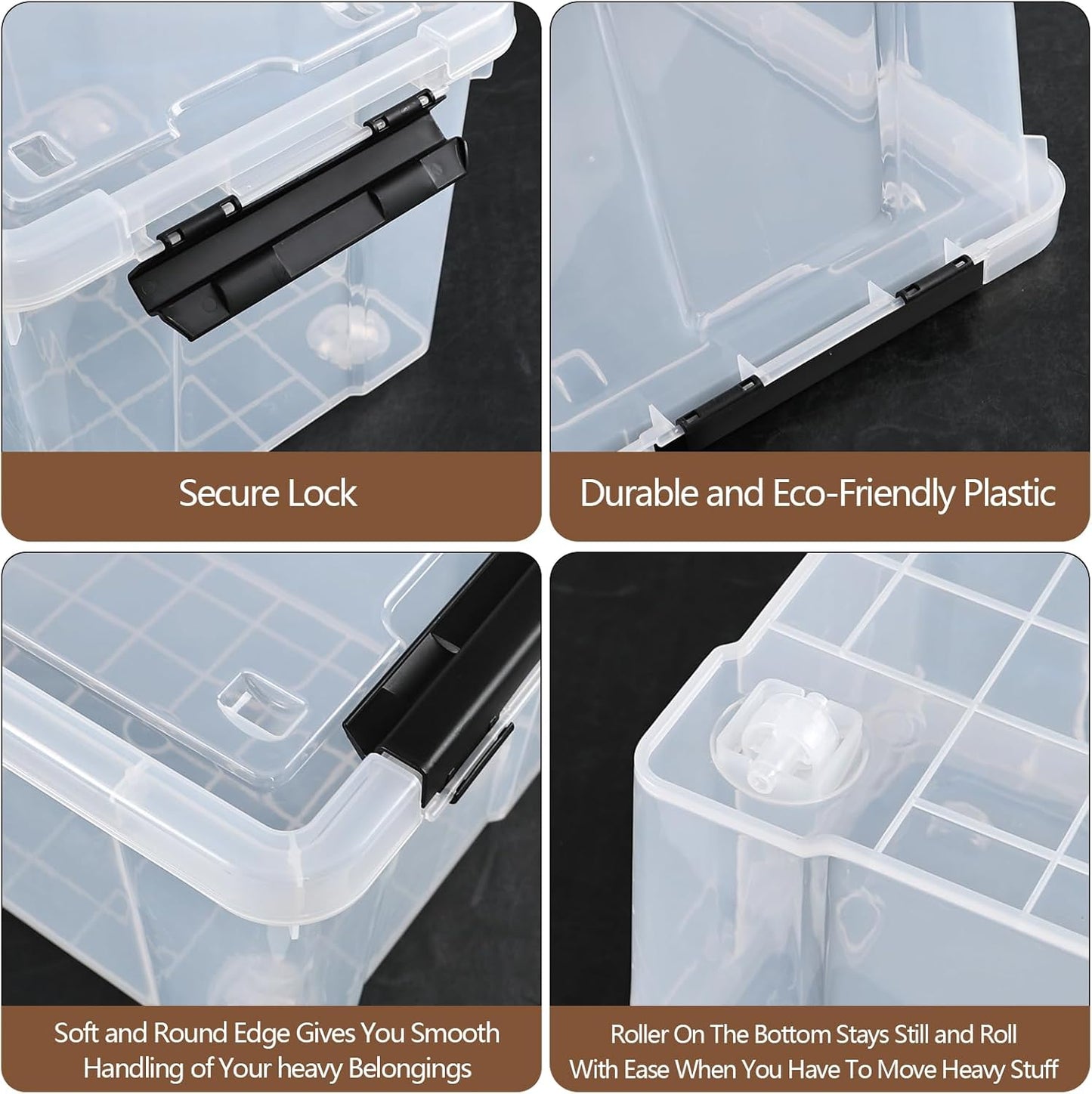 Zopnny 24 Quart Clear Plastic Storage Bin with Lid, Stackable Organizer Latch Box Tote for Home