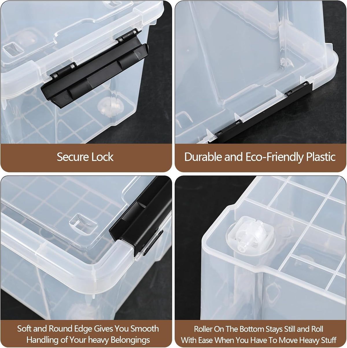 Zopnny 24 Quart Clear Plastic Storage Bin with Lid, Stackable Organizer Latch Box Tote for Home