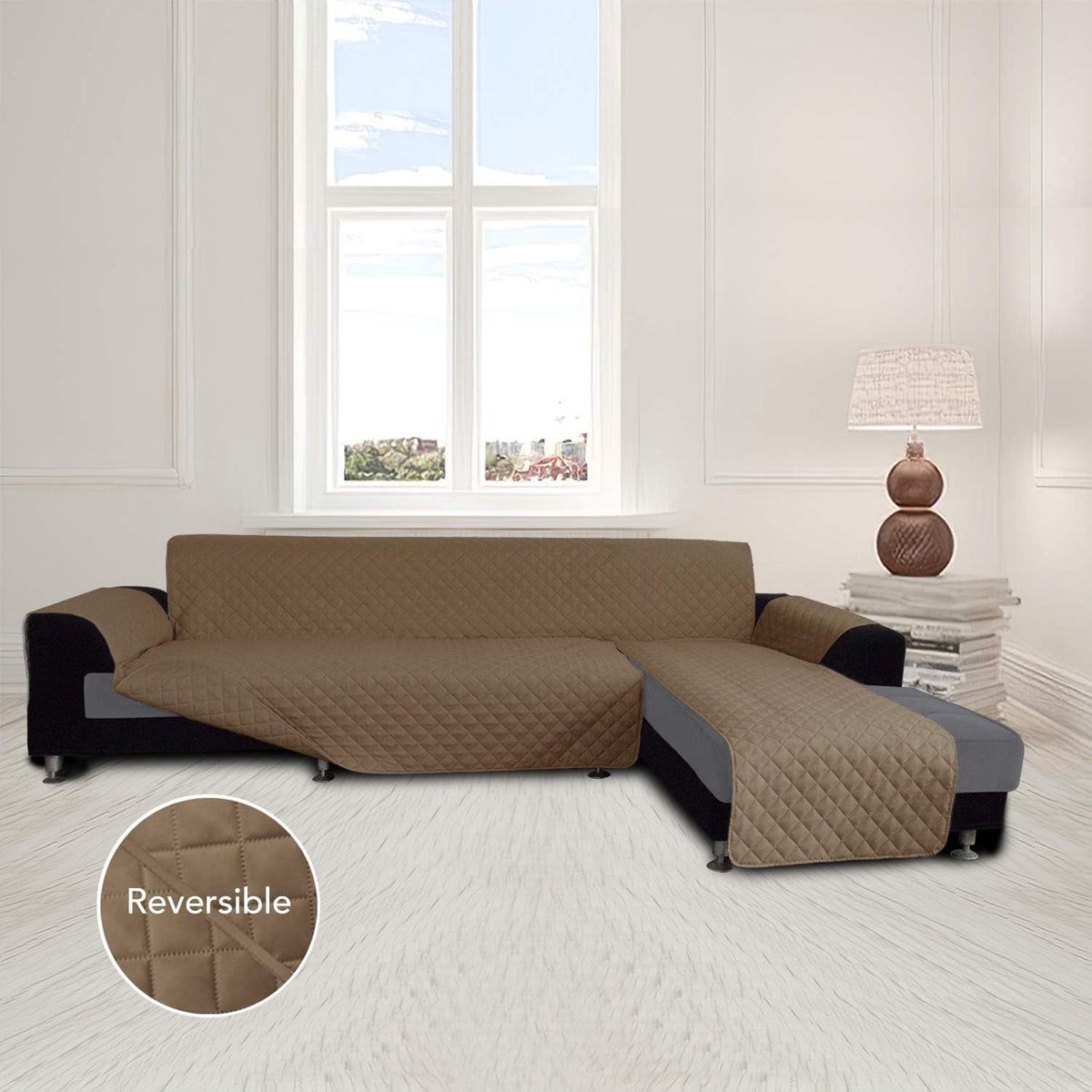 Easy-Going L Shape Sofa Slipcover - Sectional Couch Cover With Chaise Lounge - Reversible Furniture