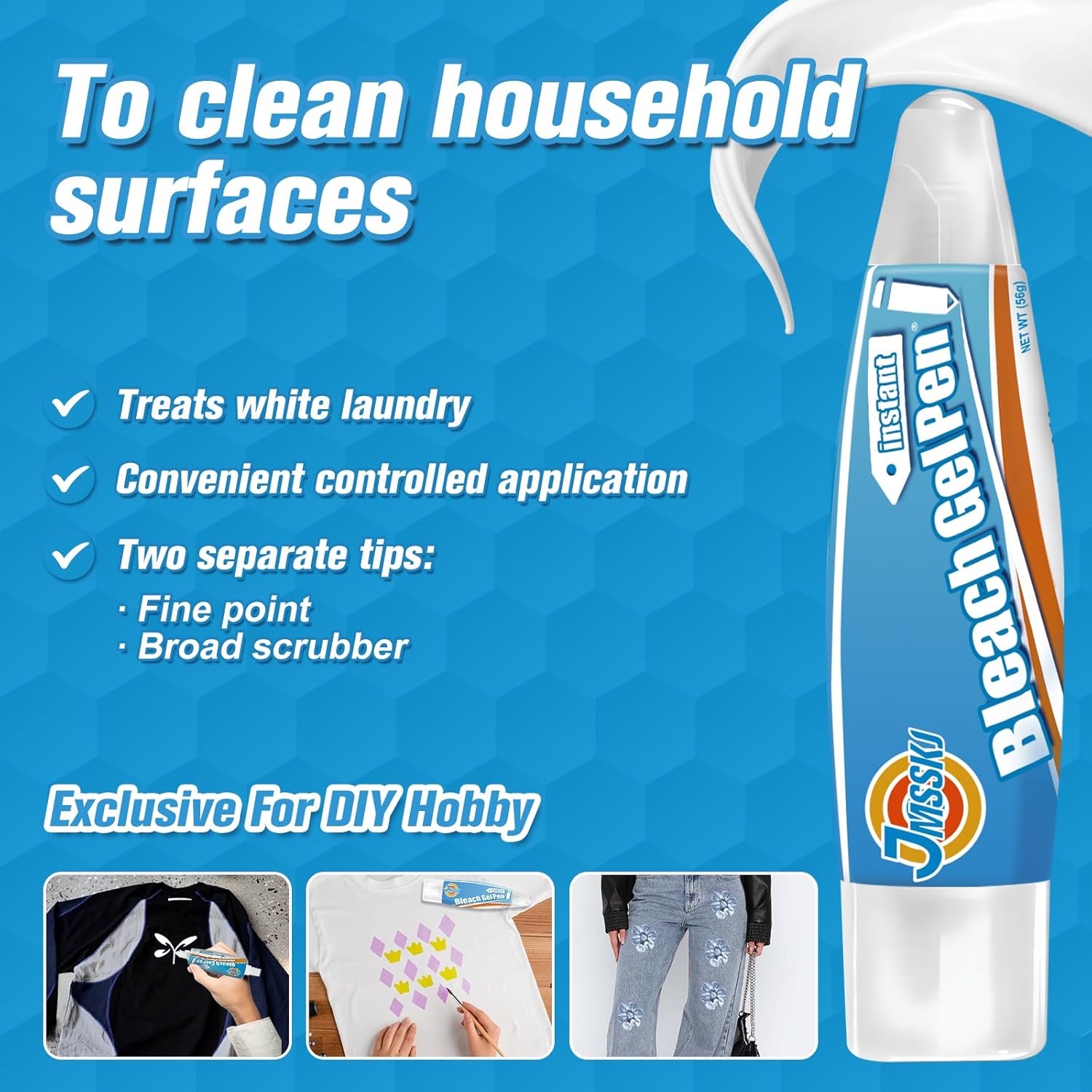 Bleach Pen, Bleach Pen For Clothing, Stain Remover Pen, Mold Stain Remover Gel, Clothing Bleached