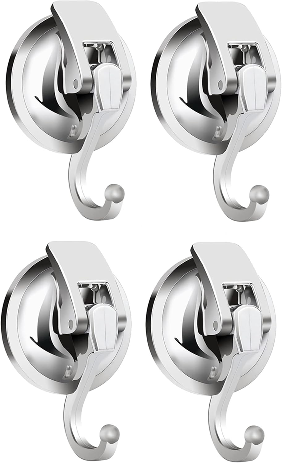 Heavy Duty Vacuum Suction Cup Hooks, Silver Plated Polished Super Suction for Kitchen Bathroom, 2