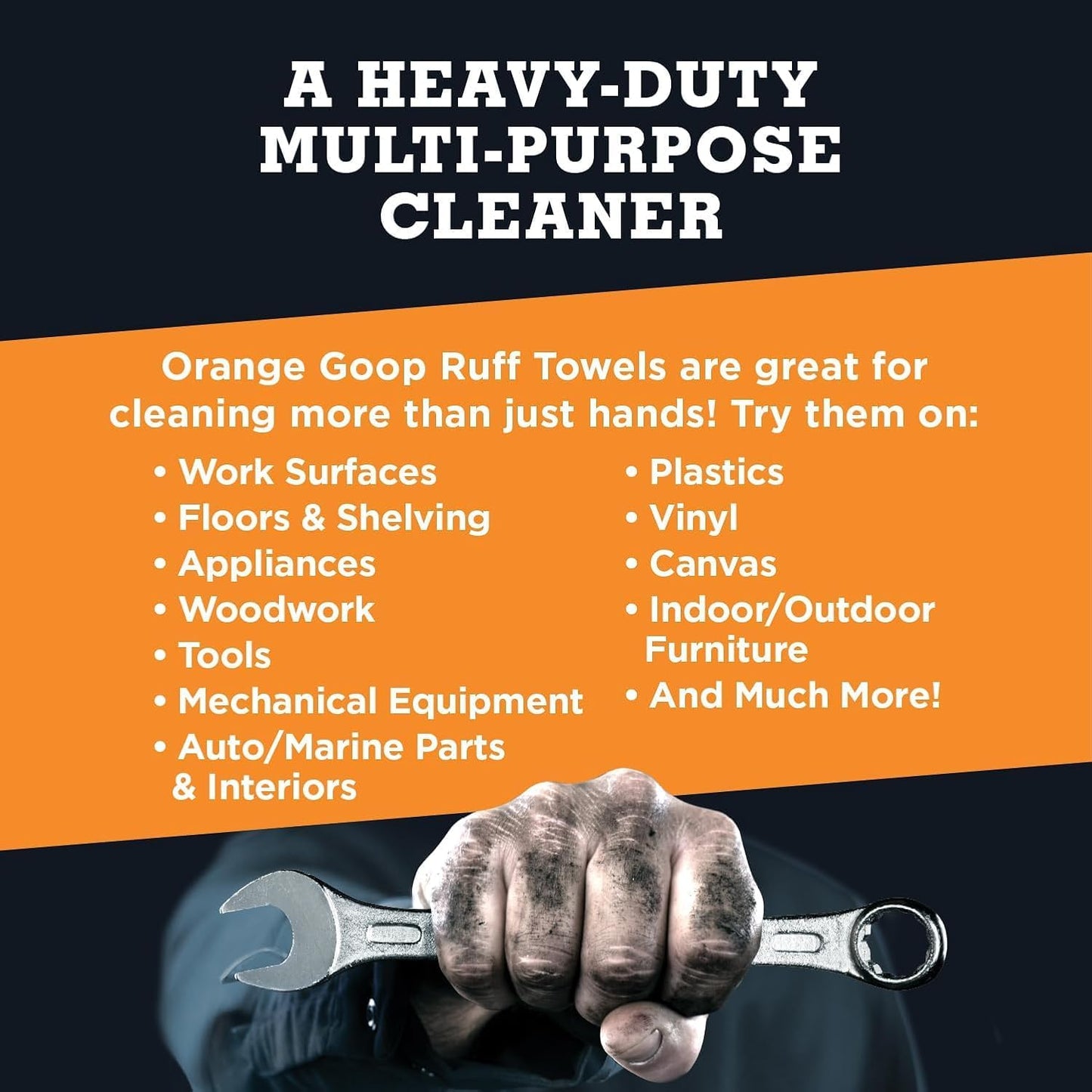 GOOP Heavy Duty Ruff Towels with Scrubbing Power, 10” x 12” Dual Textured Multi-Purpose Cleaning