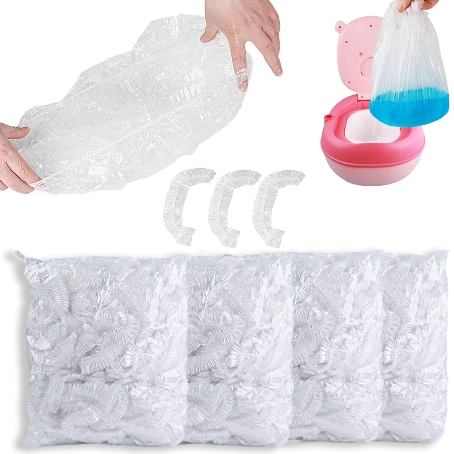 Potty Chair Liners with Elastic, Portable Potty Training Bags, Potty Refill Liners Disposable for