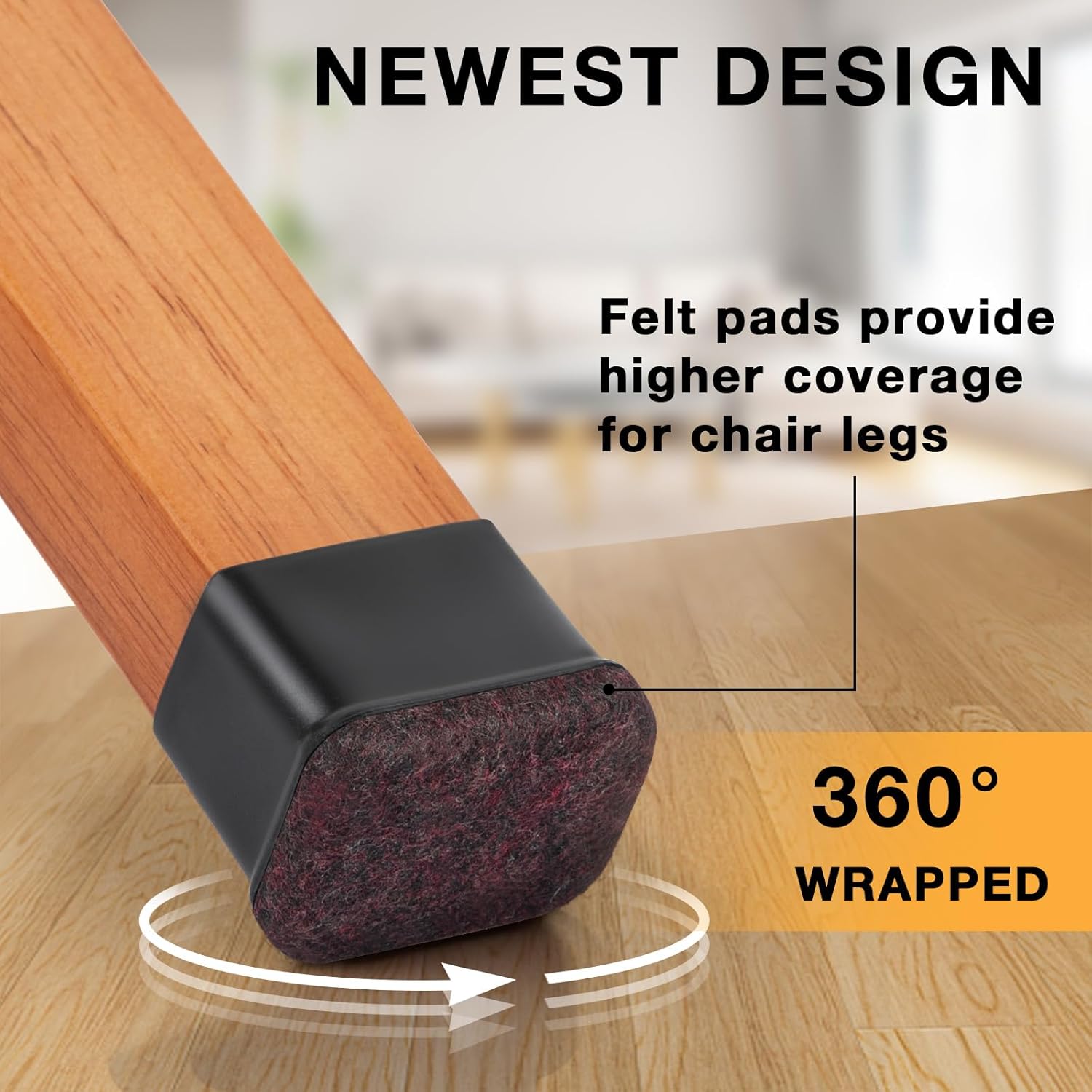 16 Pcs Rectangle Chair Leg Floor Protectors, Silicone Chair Leg Protectors for Hardwood Floors