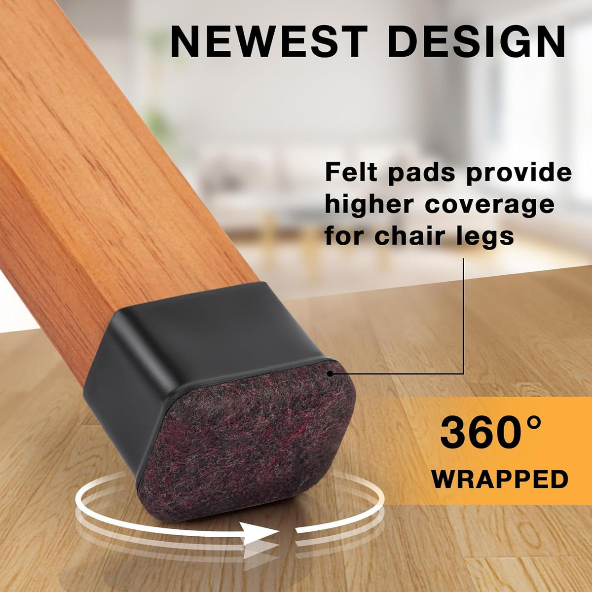 32 Pcs Rectangle Chair Leg Floor Protectors, Silicone Chair Leg Protectors for Hardwood Floors