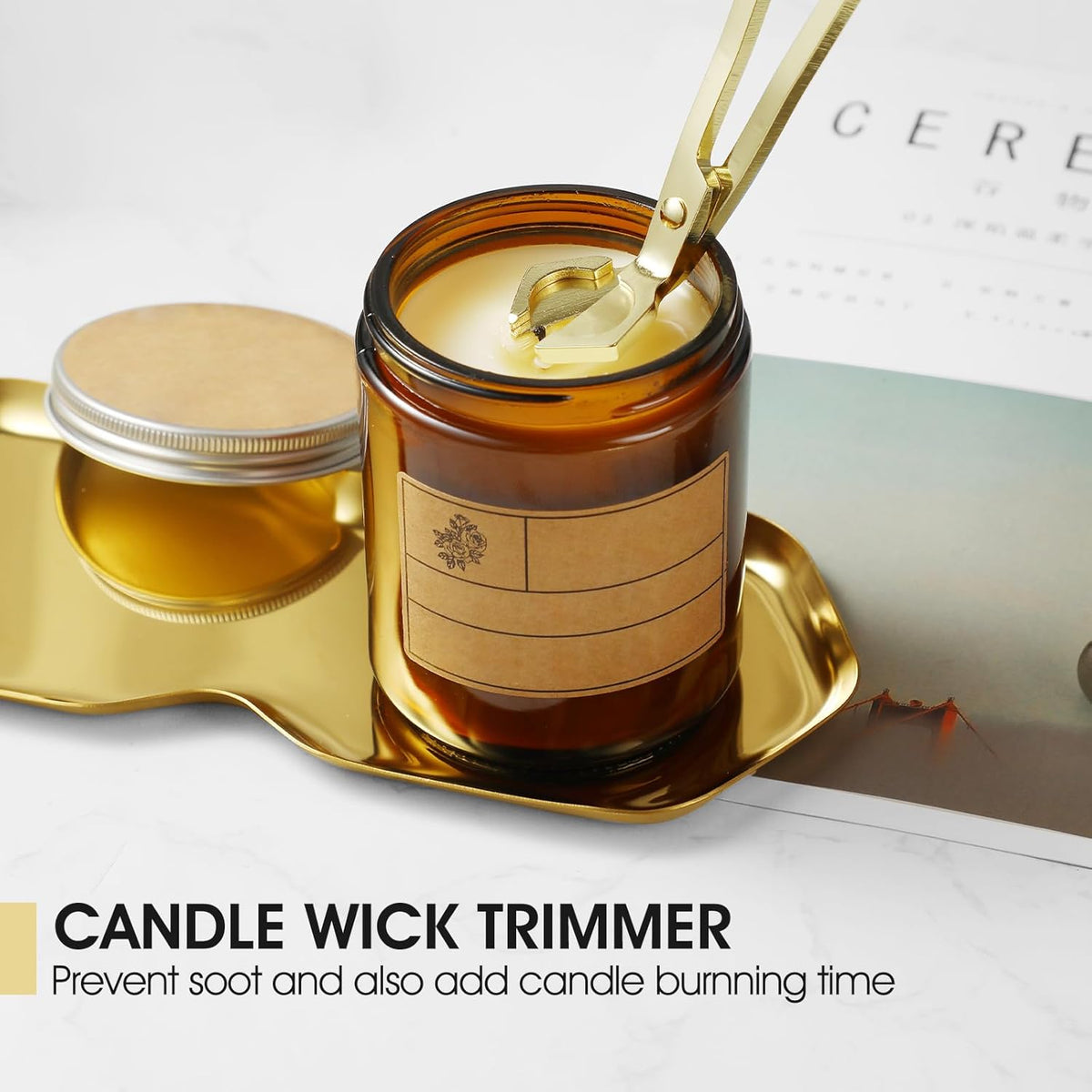 3-in-1 Candle Accessory Set, Wick Trimmer, Candle Snuffer, Wick Spoon, Stainless Steel Material