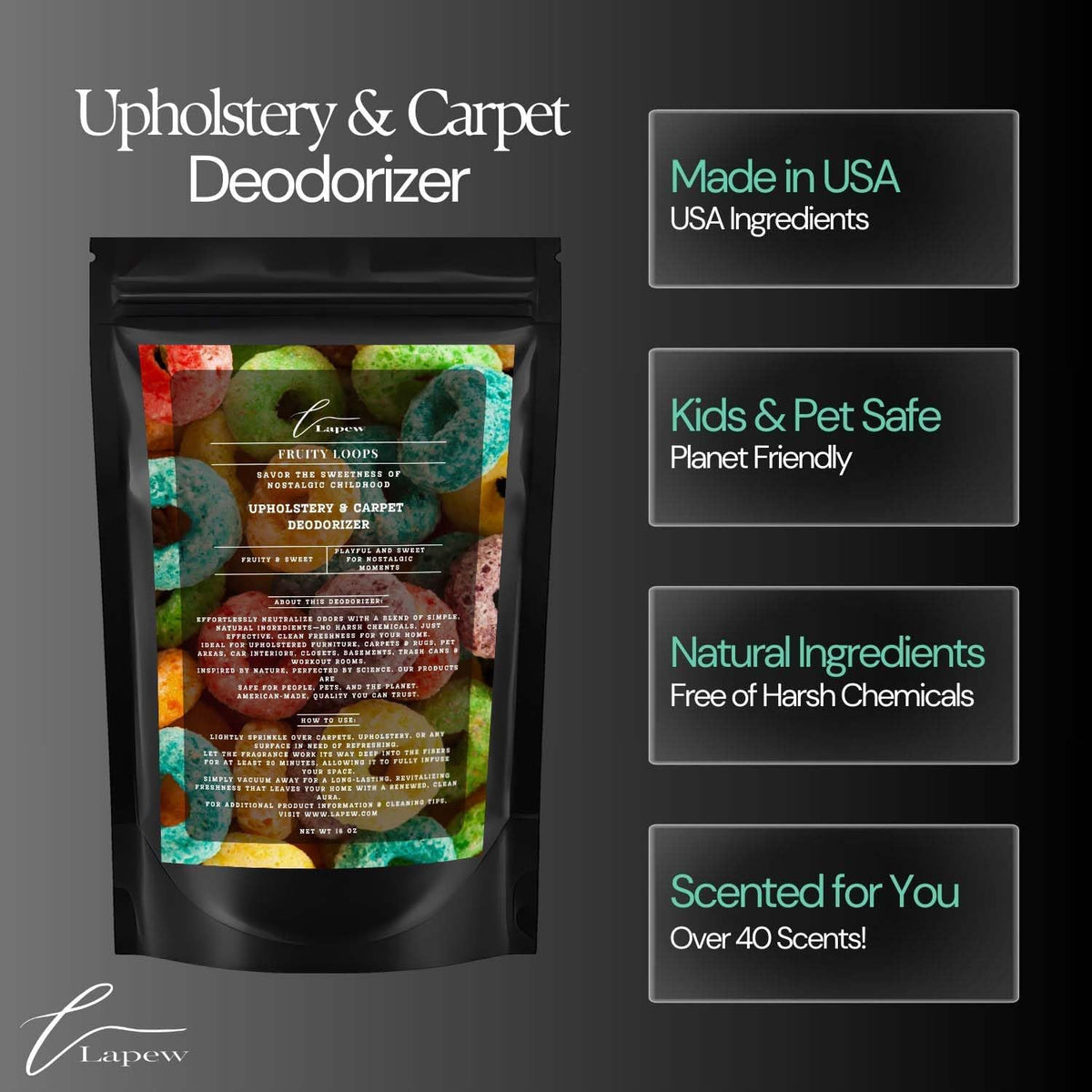 Fruity Loops Carpet Freshener Powder: Powerful Odor Eliminator for Home, Upholstery Deodorizer