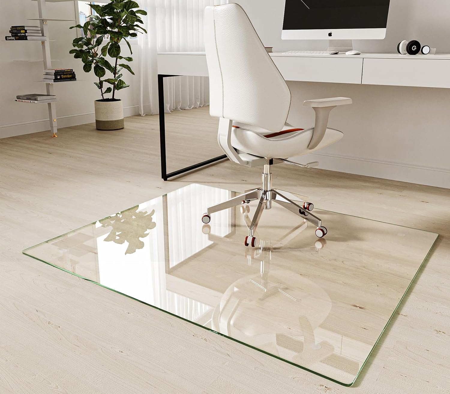 Koonmi Tempered Glass Chair Mat 40"x48" - Premium Office Chair Mat for Hardwood Floors & Low-Pile