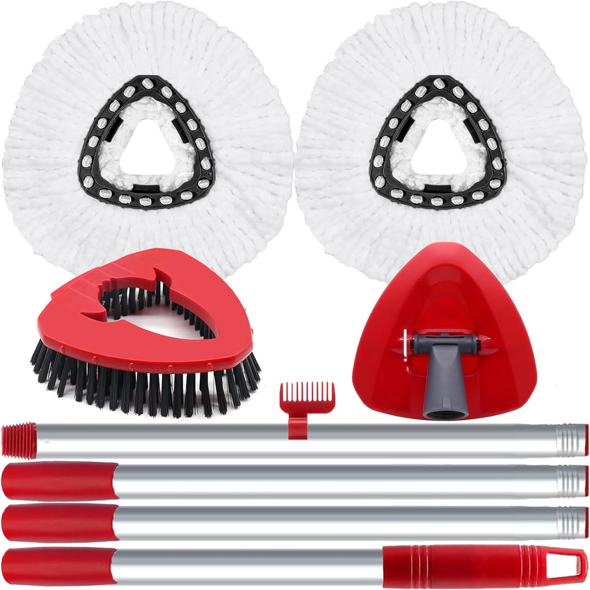 2 Pack Spin Mop Heads Replacement Compatible with O Cedar EasyWring 1Tank, Upgraded Scrub Brush,4