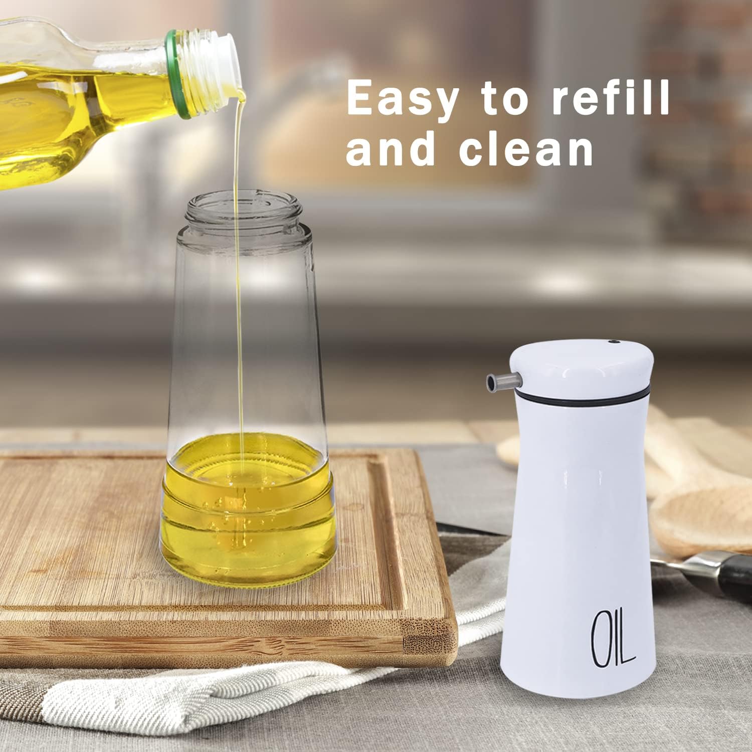 Aelga Black and White Oil And Vinegar Dispenser Set - 2 Pack Glass Oil Dispenser Bottle for Kitchen