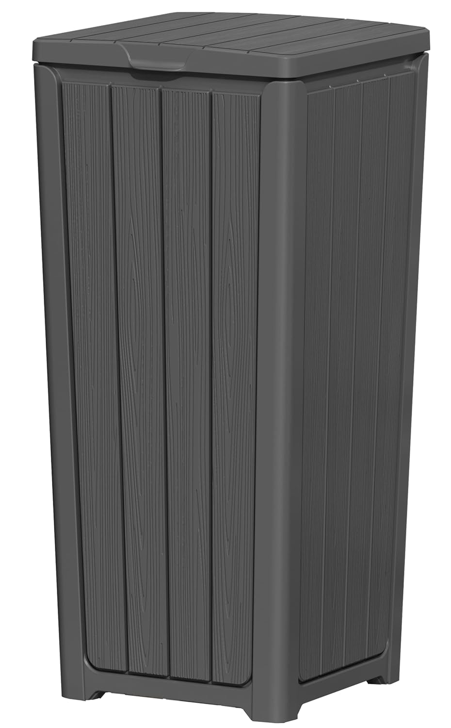 Outdoor Trash Can with Lid, Waterproof Resin Garbage Can with Tiered Lid, Outside Trash Bin for