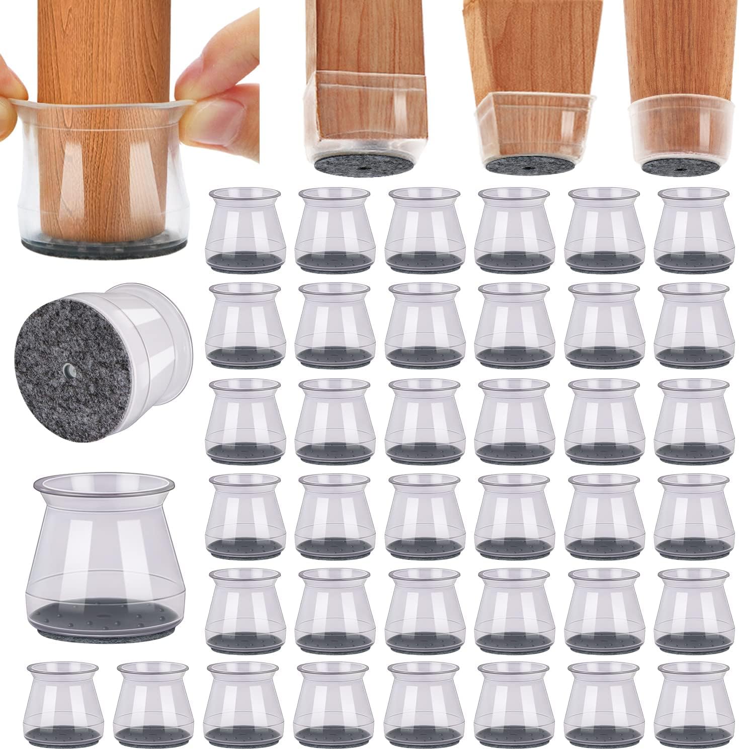 BUMACO 40Pcs Chair Leg Floor Protectors Chair Leg Protectors for Hardwood Floors Silicone Pads