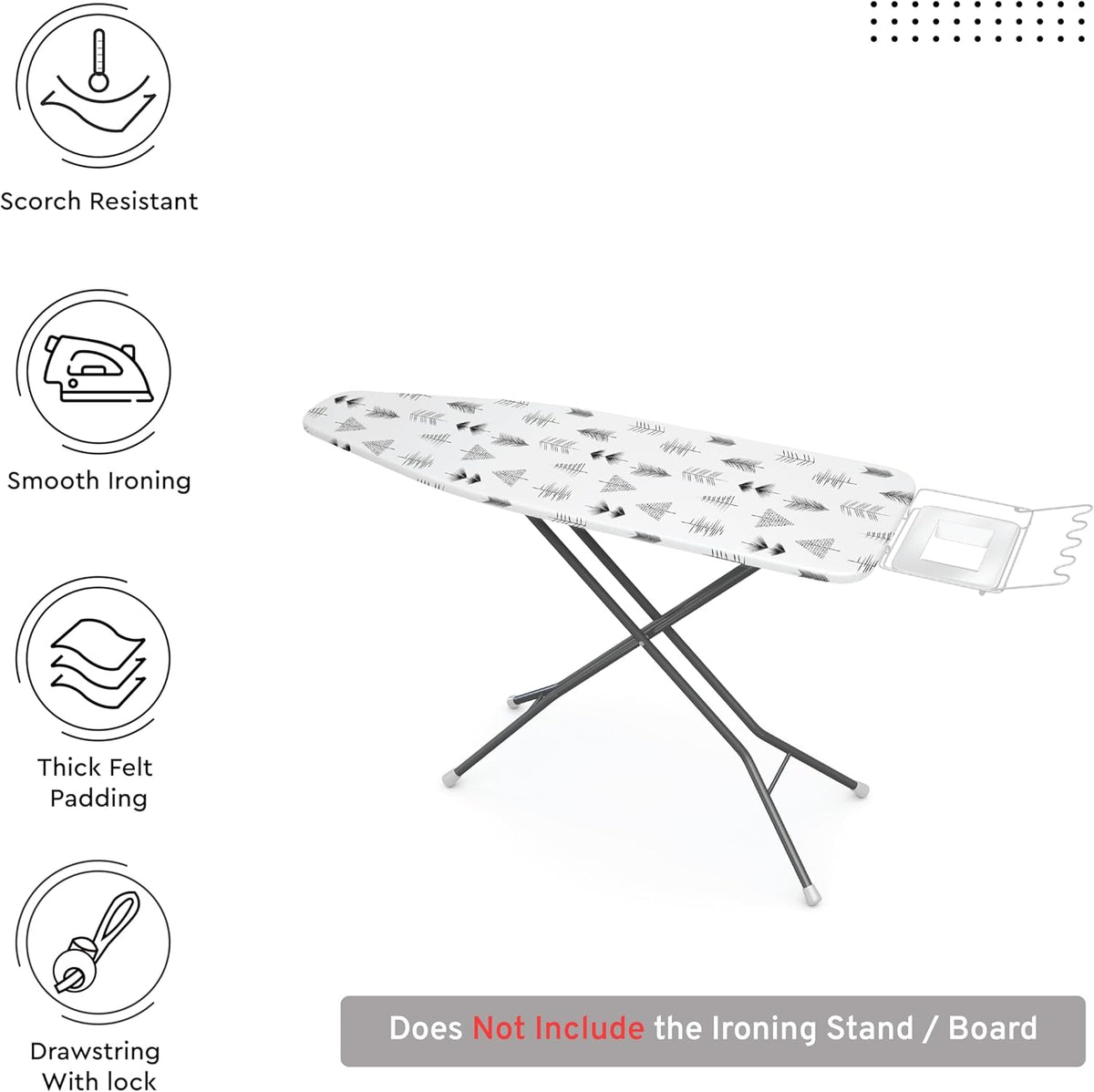 Encasa XO Ironing Board Cover and Pad 57"x22" - Thick 3mm Felt Padding, Drawstring Tightening &