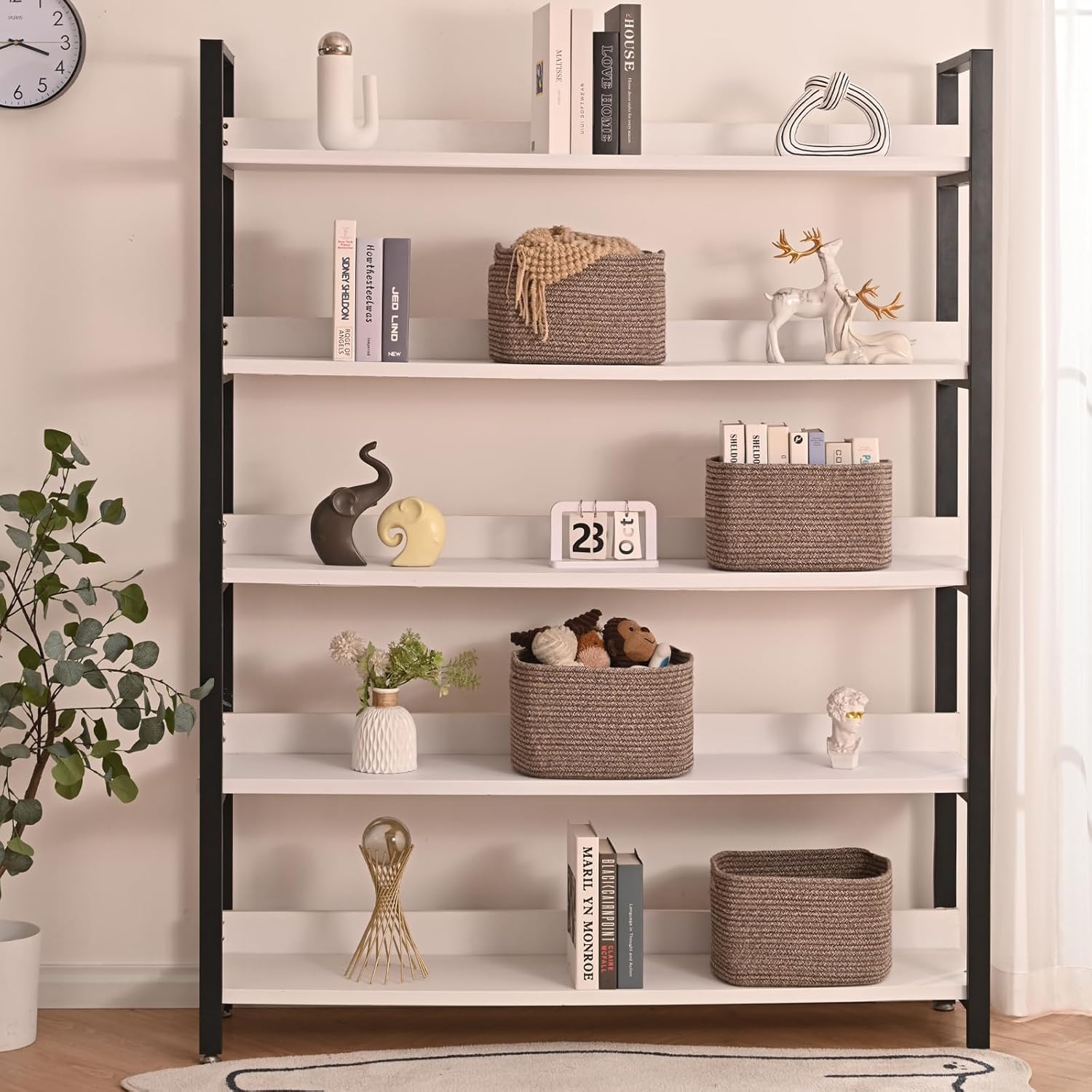 Storage Baskets for Shelves Organizing, Woven Cotton Rope Baskets for Storage, Book Basket