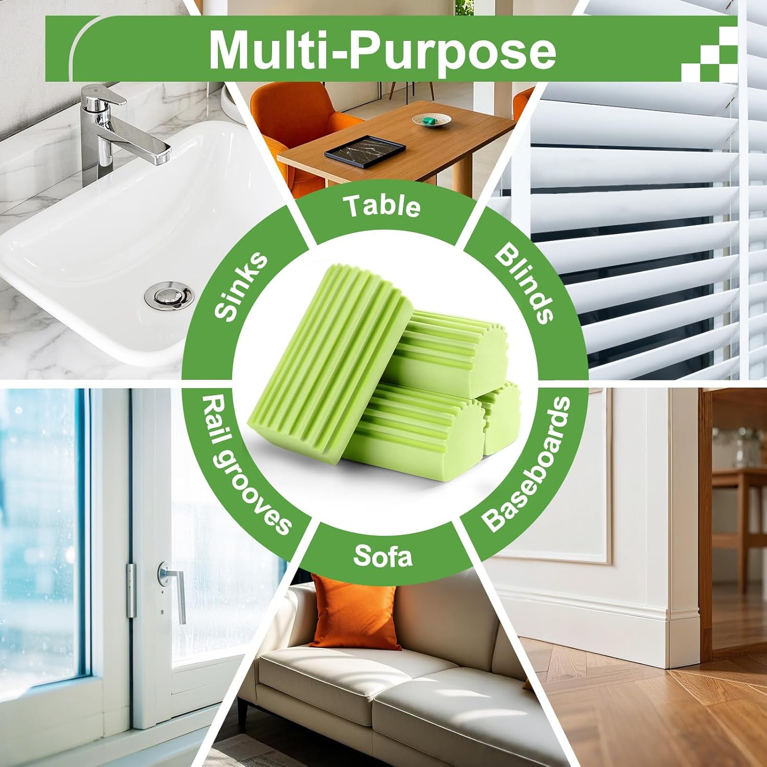 4-Pack Damp Clean Duster Sponge, Sponge Cleaning Brush, Duster for Cleaning Blinds, Glass