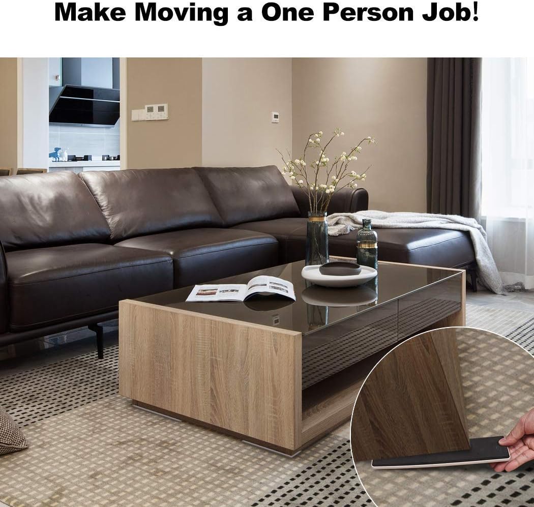 Ezprotekt 4 Pcs Rectangle Reusable Furniture Movers Sliders for Carpet, 9" x 2.5" Rectangle
