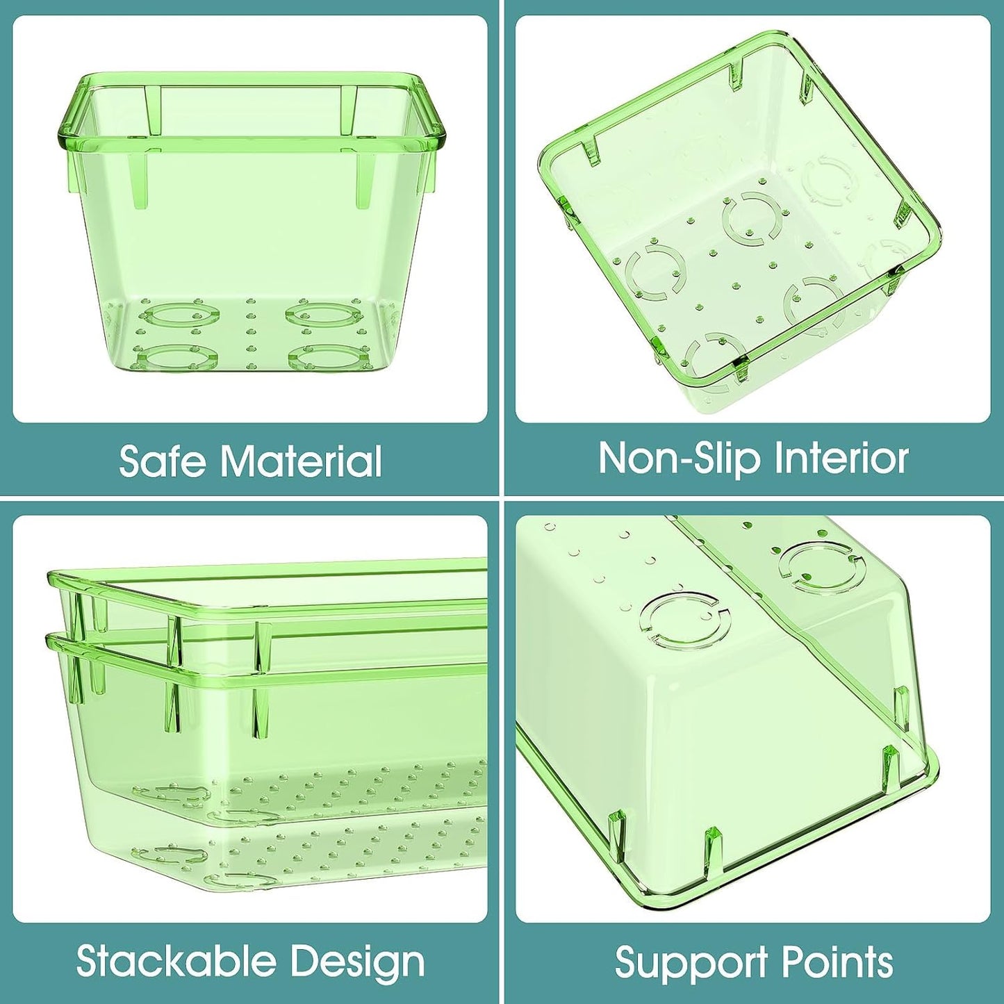WOWBOX 25 PCS Plastic Drawer Organizer Set, 4 Sizes Desk Drawer Divider Organizers and Storage Bins