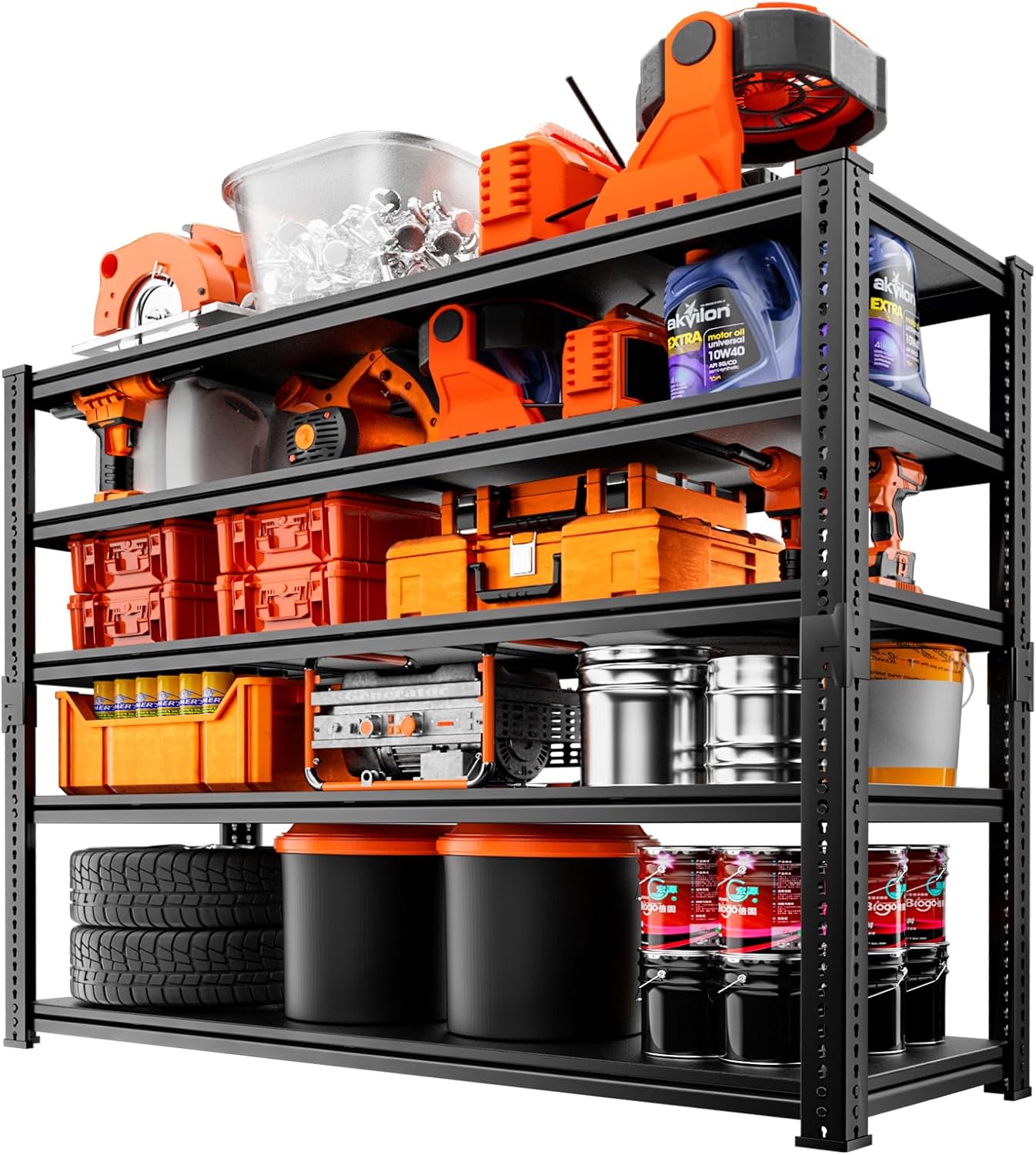 Storage Shelves Heavy Duty, 48"L x 18"W x 72"H Garage Storage Shelves Unit Loads 3700LBS, 5-tier