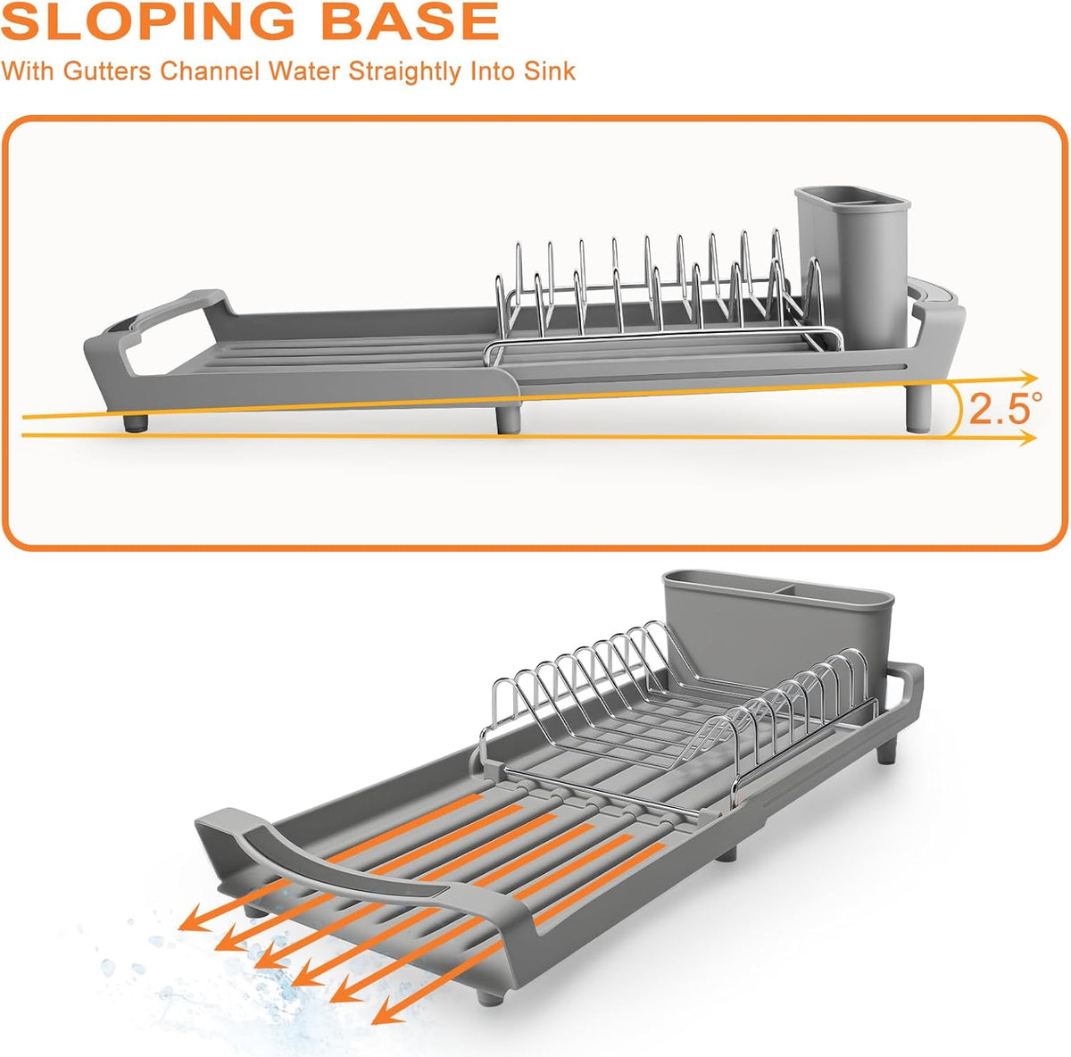 Dish Drying Rack Compact Expandable - A Space-Saving, Stainless Steel, Rust-Resistant Dish Drainer