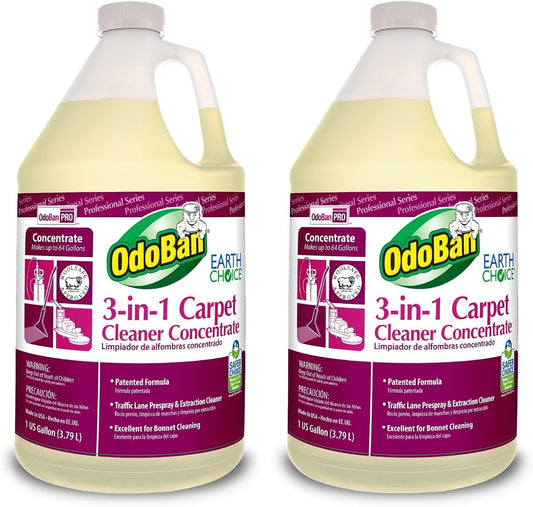 OdoBan Professional Series 3-in-1 Carpet Cleaner Concentrate, Made in the USA, Set of 2, 1 Gallon