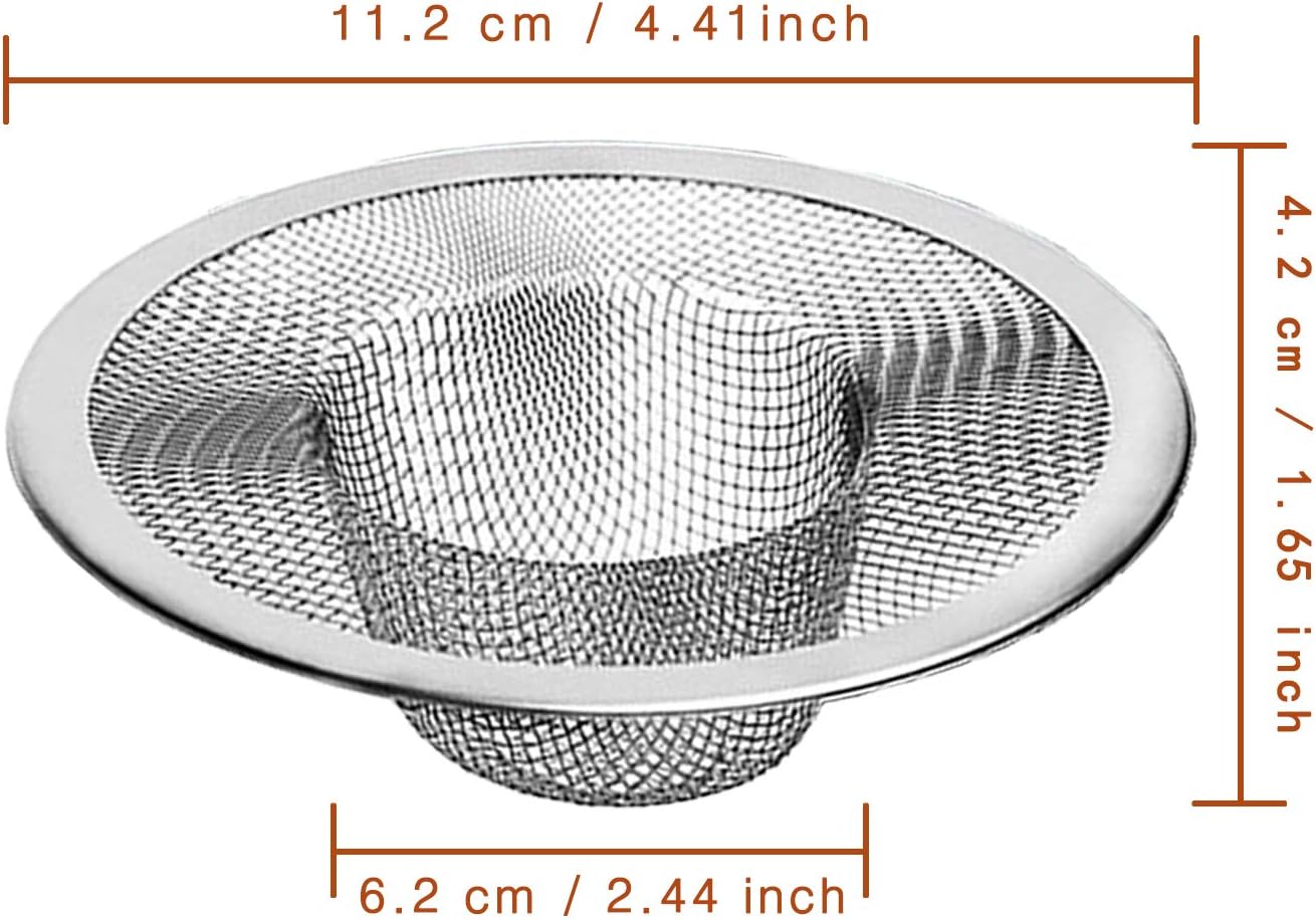 2pcs Heavy Duty Stainless Steel Slop Basket Filter Trap, 4.41" Top / 2.44" Mesh Metal Sink