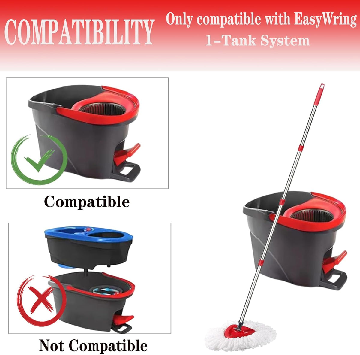 Spin Mop Replacement Head Mop Replace Head Compatible with O Cedar EasyWring Spin Mop - 4 O-Ceda